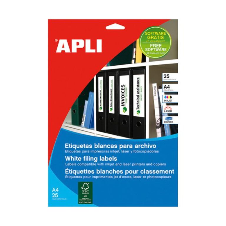 ETIQUETAS APLI LOMERA PARA ARCHIVO 25 HOJAS
