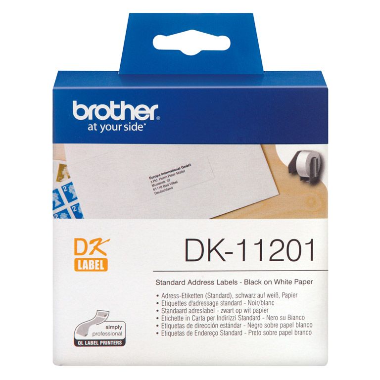 ETIQUETAS BROTHER DL11201 29X90 MM DIRECCIÓN ESTÁNDAR 400 UNIDADES