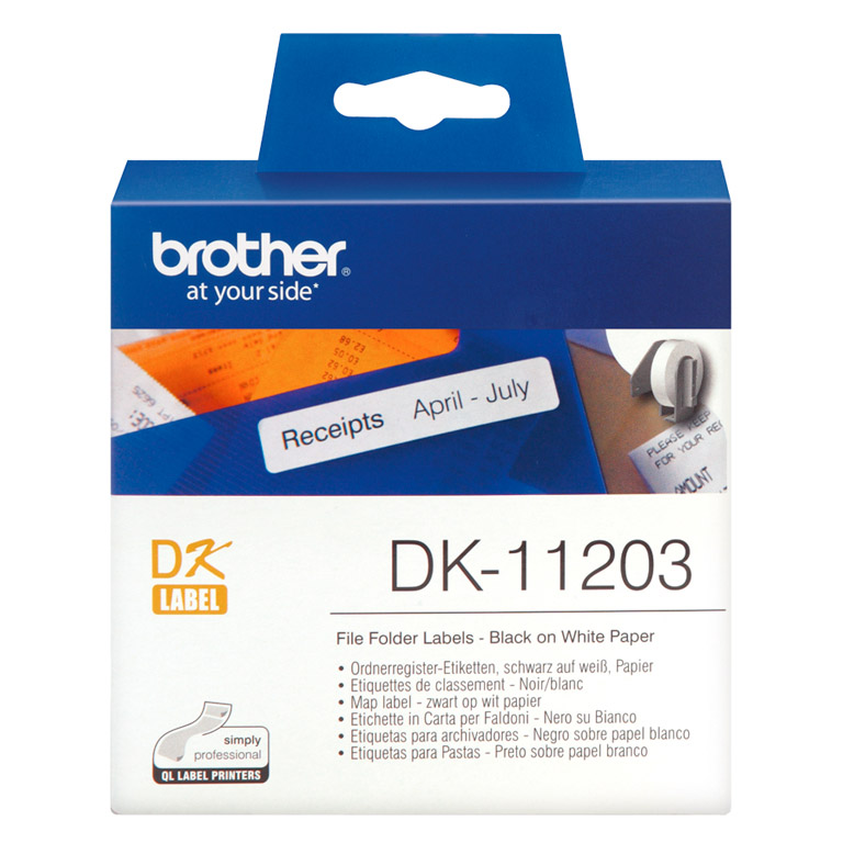 ETIQUETAS BROTHER DL11203 17X87 MM PARA CARPETAS 300 UNIDADES