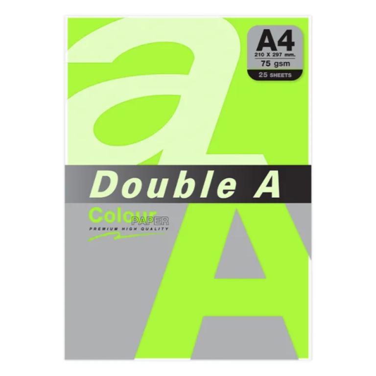 PAPEL A4 DOUBLE A COLOUR 80G 25 HOJAS VERDE NEÓN
