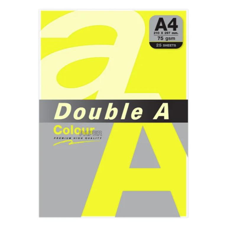 PAPEL A4 DOUBLE A COLOUR 80G 25 HOJAS AMARILLO NEÓN
