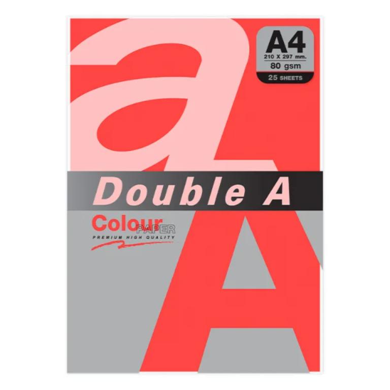 PAPEL A4 DOUBLE A COLOUR 80G 25 HOJAS ROJO
