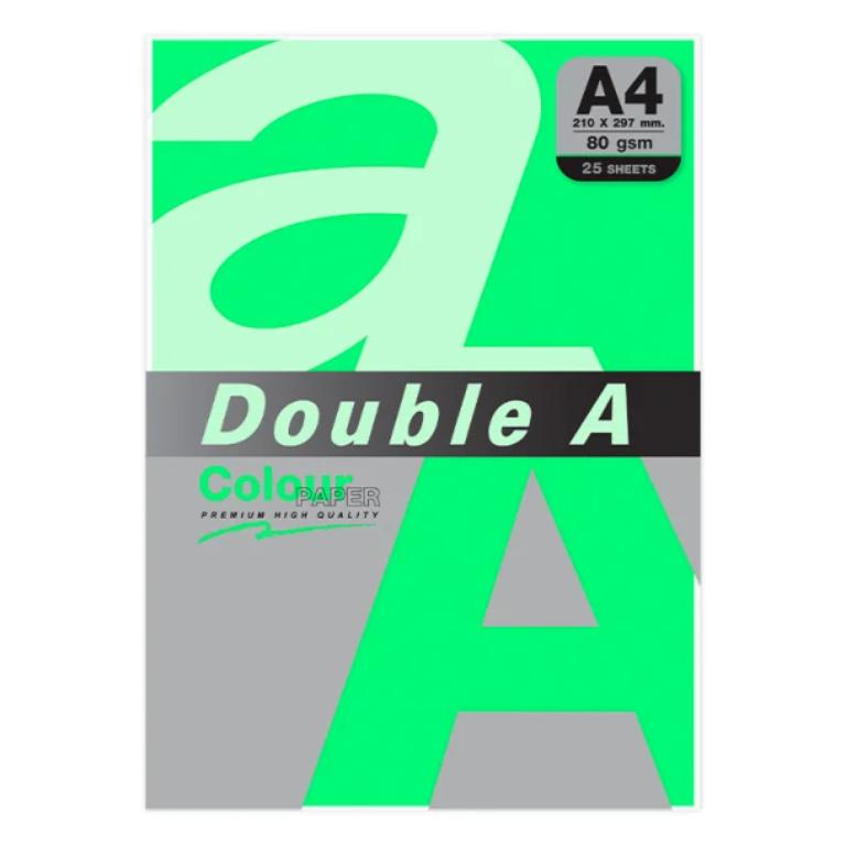 PAPEL A4 DOUBLE A COLOUR 80G 25 HOJAS VERDE LORO
