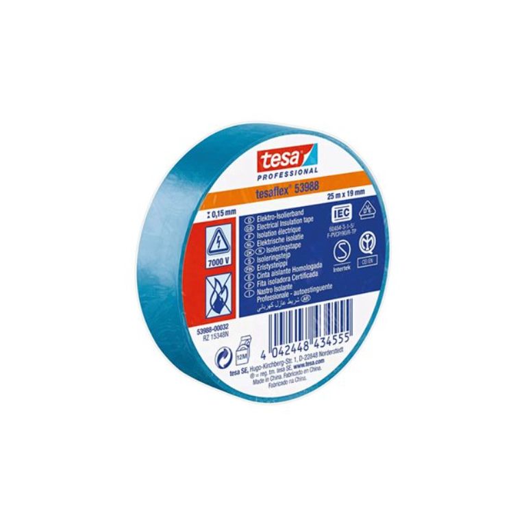 CINTA AISLANTE TESA PROFESSIONAL SOFT PVC AZUL 15 MM X 10 M
