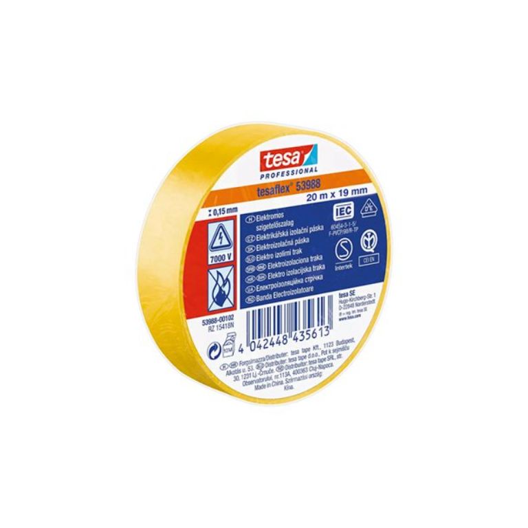 CINTA AISLANTE TESA PROFESSIONAL SOFT PVC AMARILLO 19 MM X 20 M
