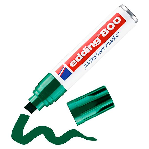 ROTULADOR MARCADOR PERMANENTE EDDING 800 PUNTA BISELADA COLOR VERDE 4-12 MM
