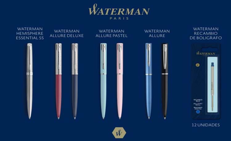 LOTE WATERMAN 7 PIEZAS + 12 RECAMBIOS