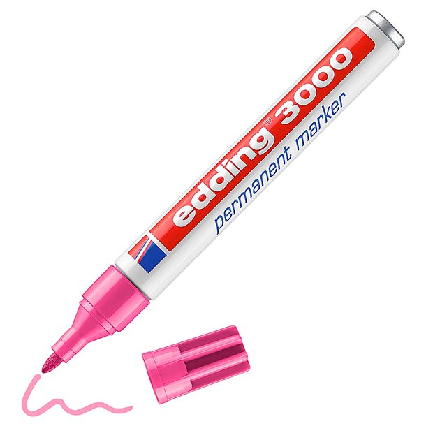 ROTULADOR MARCADOR PERMANENTE EDDING 3000 PUNTA CONICA COLOR ROSA 1,5-3 MM