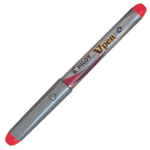 PLUMA PILOT V-PEN SILVER ROJO