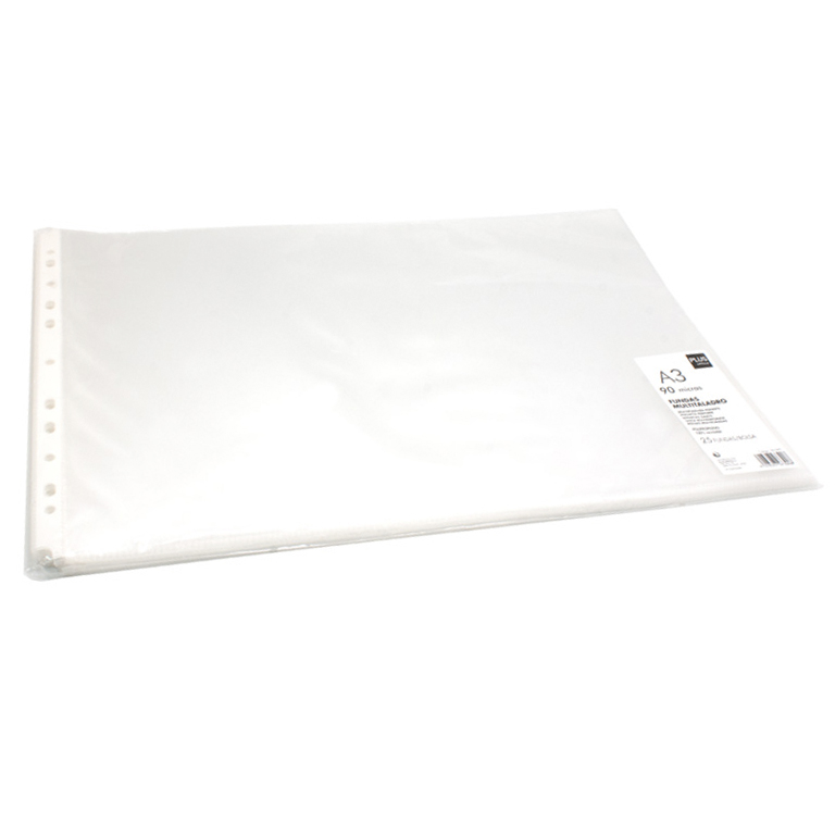FUNDA MULTITALADRO PLUS OFFICE A3 - CRISTAL 90 MICRAS BOLSA 25 UNIDADES
