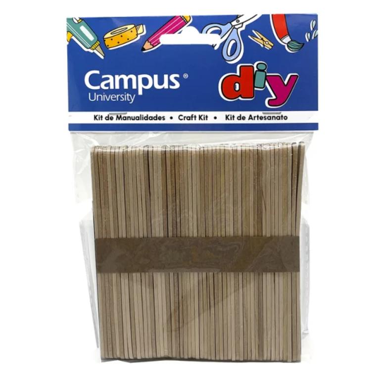 SET MANUALIDADES CAMPUS UNIVERSITY PALITOS PEQUEÑOS DE MADERA NATURAL