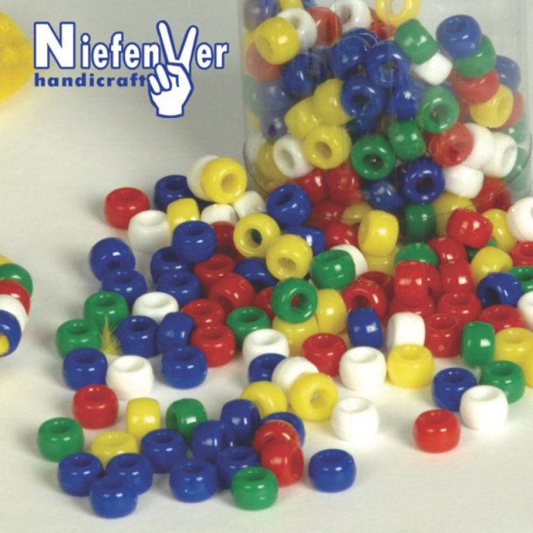 ABALORIOS PLASTICO 5 COLORES OPACOS / 300 UNIDADES
