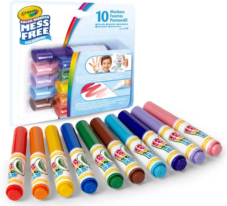 JUEGO EDUCATIVO CRAYOLA 10 ROTULADORES COLOREA SIN MANCHAS COLORES CLASICOS